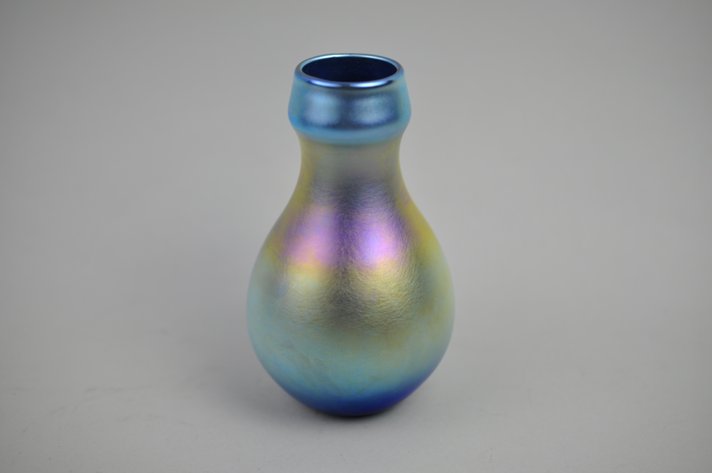 Charles Lotton Blue Iridescent Art Glass Vase
