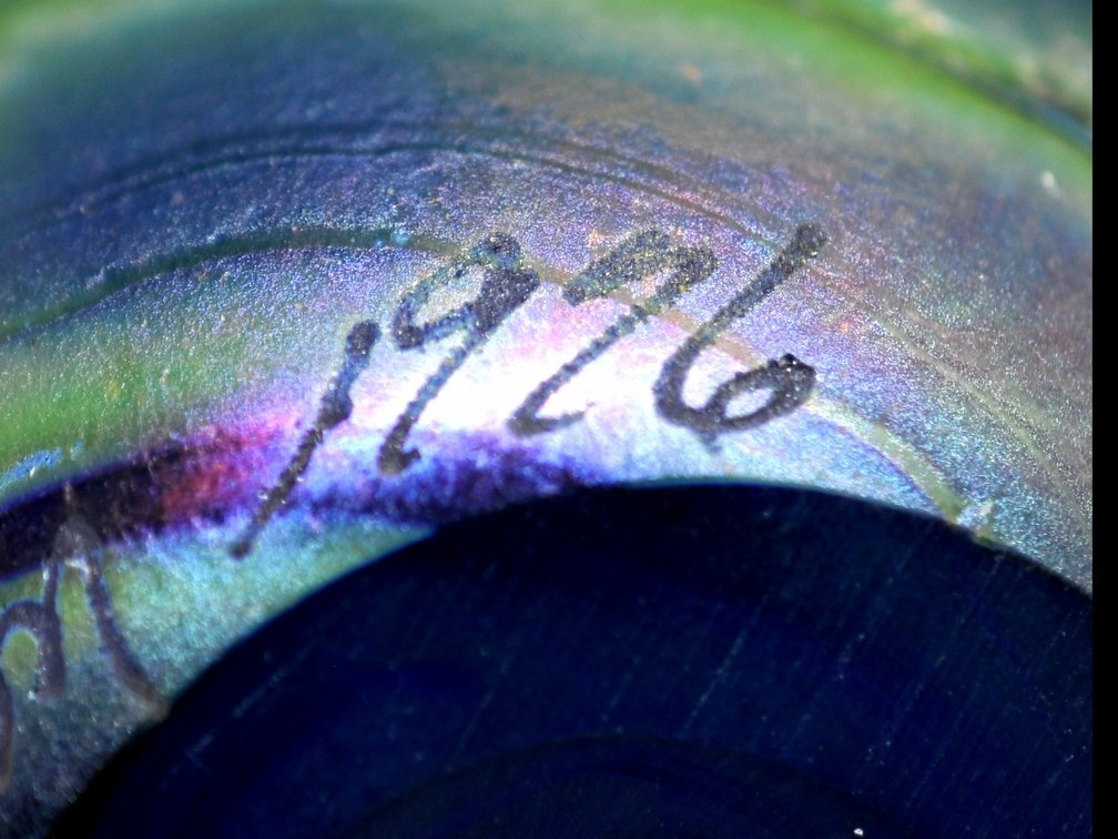 Charles Lotton Blue Iridescent Wavy Vase, photo 8 of 8
