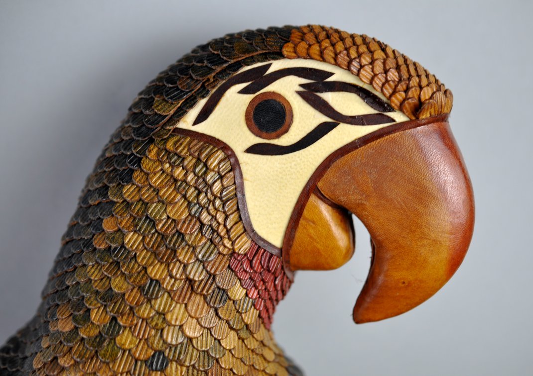 Federico Mexican Leather Macaw Hanging Sculpture, photo 2 of 21