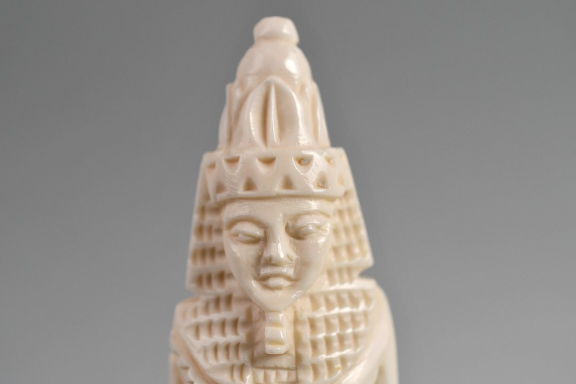 Egyptian Pharaoh & Goddess Carved Bone Figures, photo 3 of 31