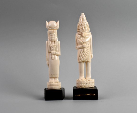Egyptian Pharaoh & Goddess Carved Bone Figures