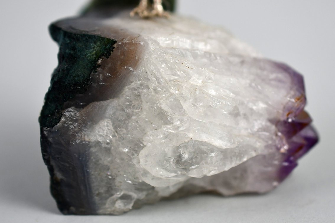 Carved Brazilian Crystal Parrot on Amethyst Cluster, photo 13 of 17