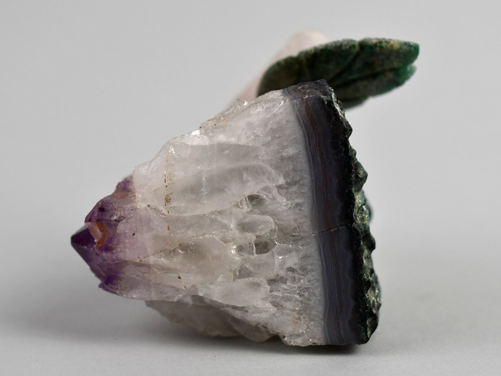 Carved Brazilian Crystal Parrot on Amethyst Cluster, photo 16 of 17