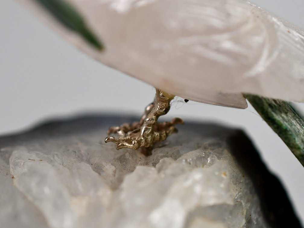 Carved Brazilian Crystal Parrot on Amethyst Cluster, photo 8 of 17