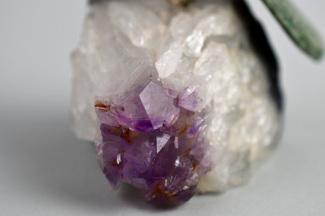 Carved Brazilian Crystal Parrot on Amethyst Cluster, photo 9 of 17