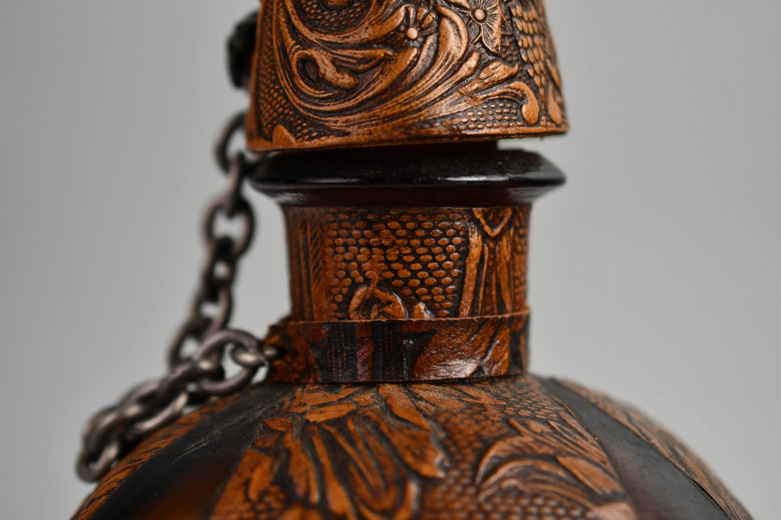 Spanish Cordoba Embossed Leather Wrapped Flask, photo 3 of 17