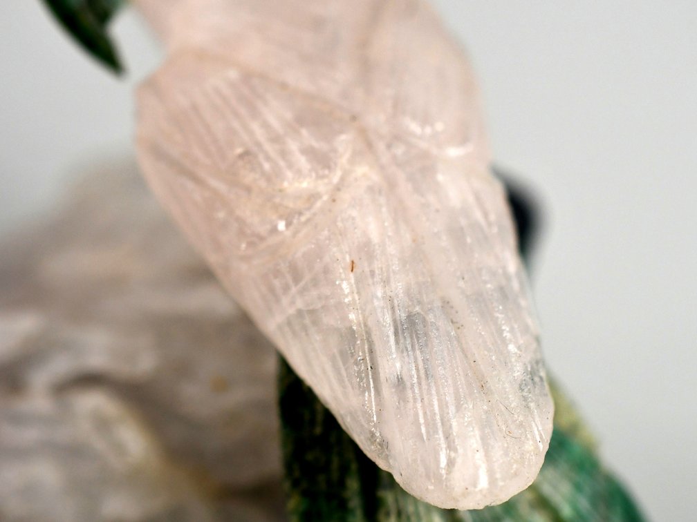 Carved Brazilian Crystal Parrot on Amethyst Cluster, photo 3 of 17