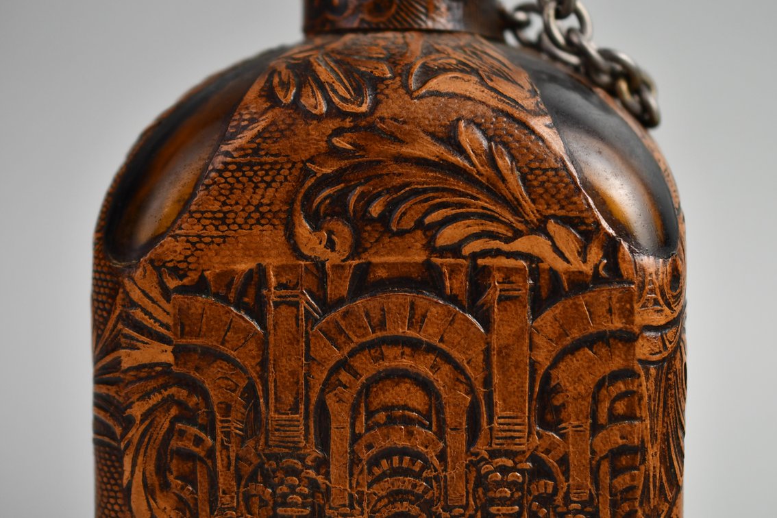 Spanish Cordoba Embossed Leather Wrapped Flask, photo 11 of 17