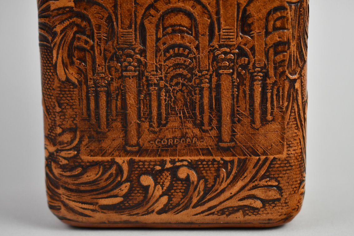 Spanish Cordoba Embossed Leather Wrapped Flask, photo 12 of 17