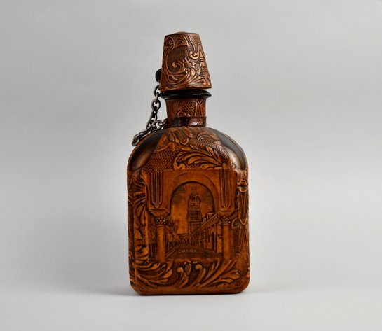 Spanish Cordoba Embossed Leather Wrapped Flask