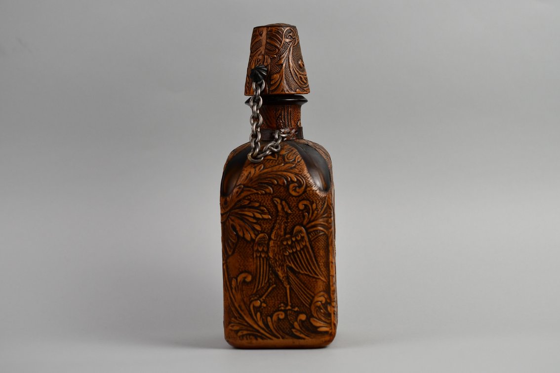 Spanish Cordoba Embossed Leather Wrapped Flask, photo 13 of 17