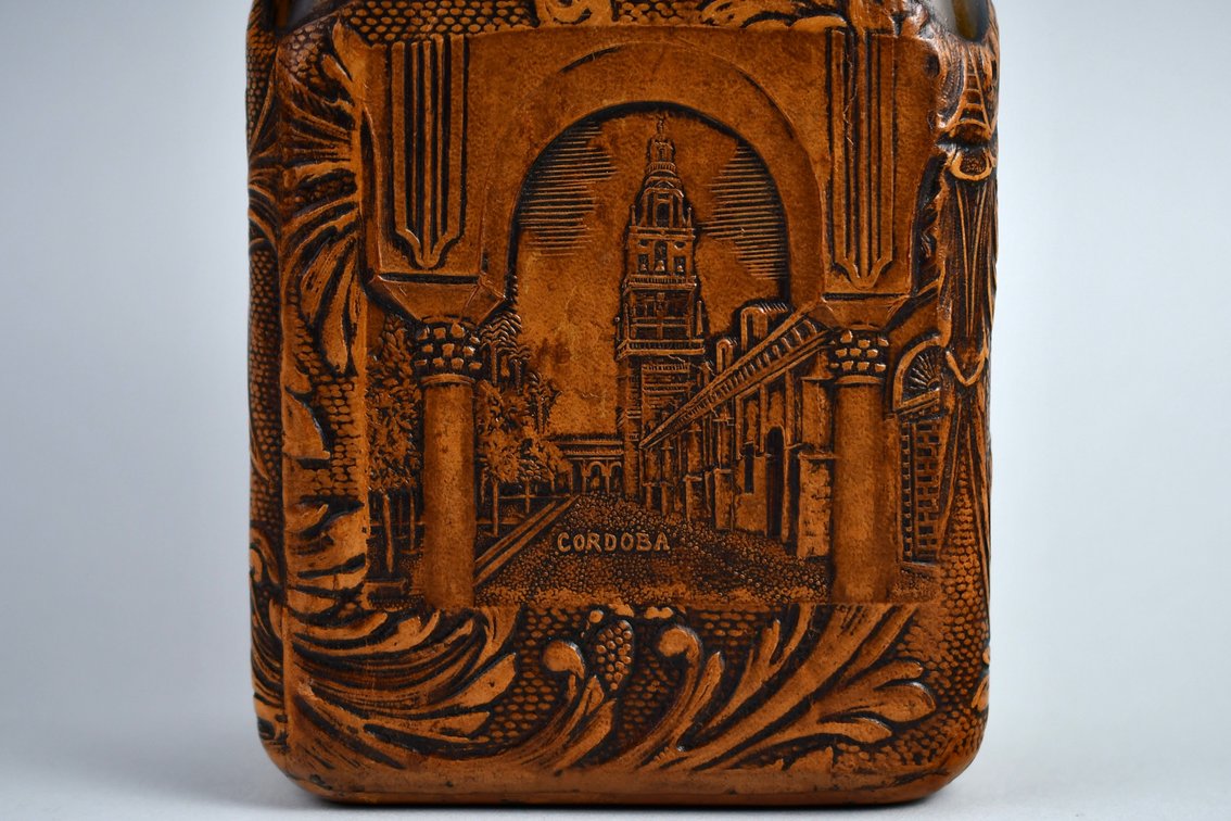 Spanish Cordoba Embossed Leather Wrapped Flask, photo 5 of 17