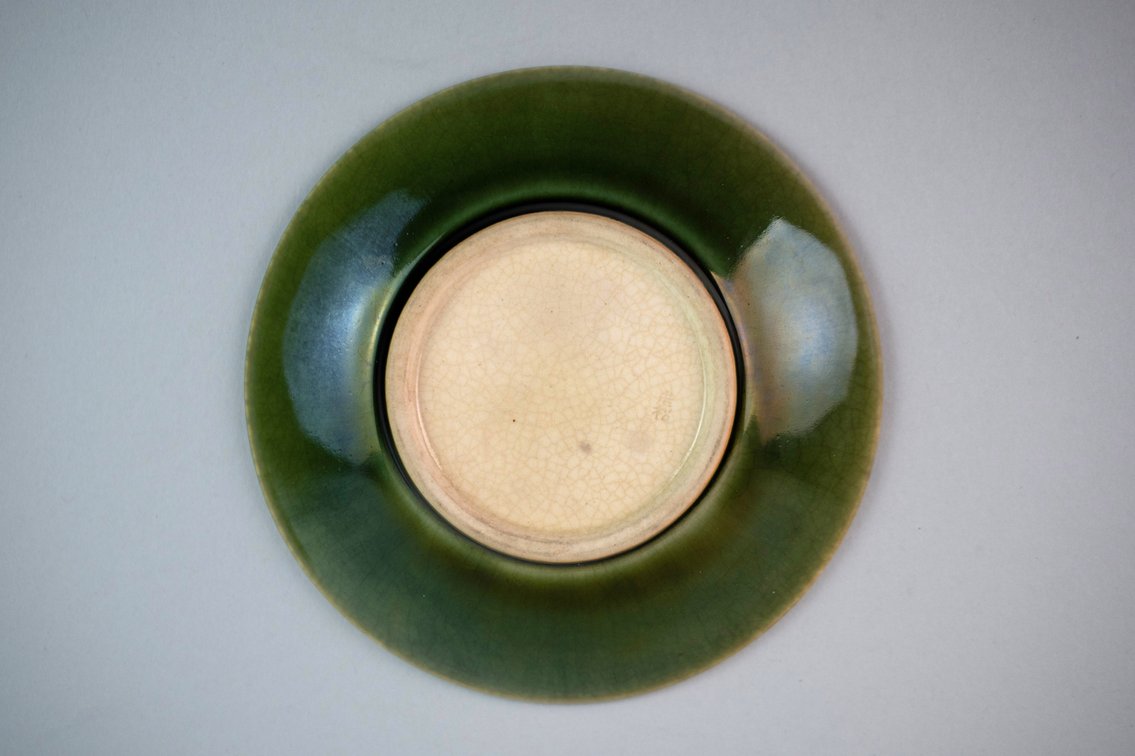 Japanese Minpei / Awaji Ware Style Green-Glazed Tea Saucers, photo 5 of 16