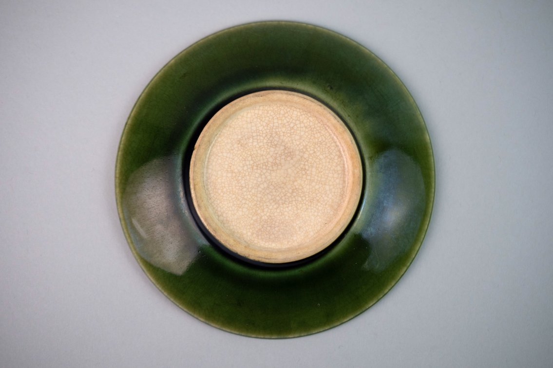 Japanese Minpei / Awaji Ware Style Green-Glazed Tea Saucers, photo 3 of 16