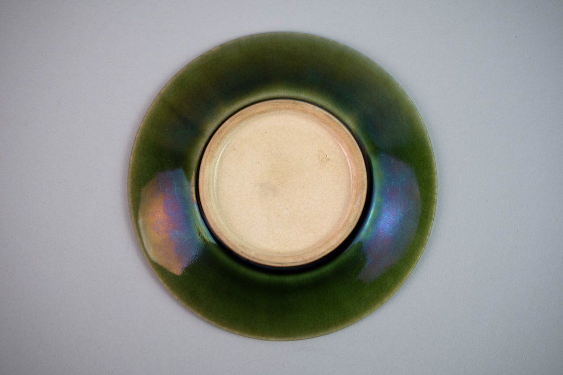 Japanese Minpei / Awaji Ware Style Green-Glazed Tea Saucers, photo 7 of 16
