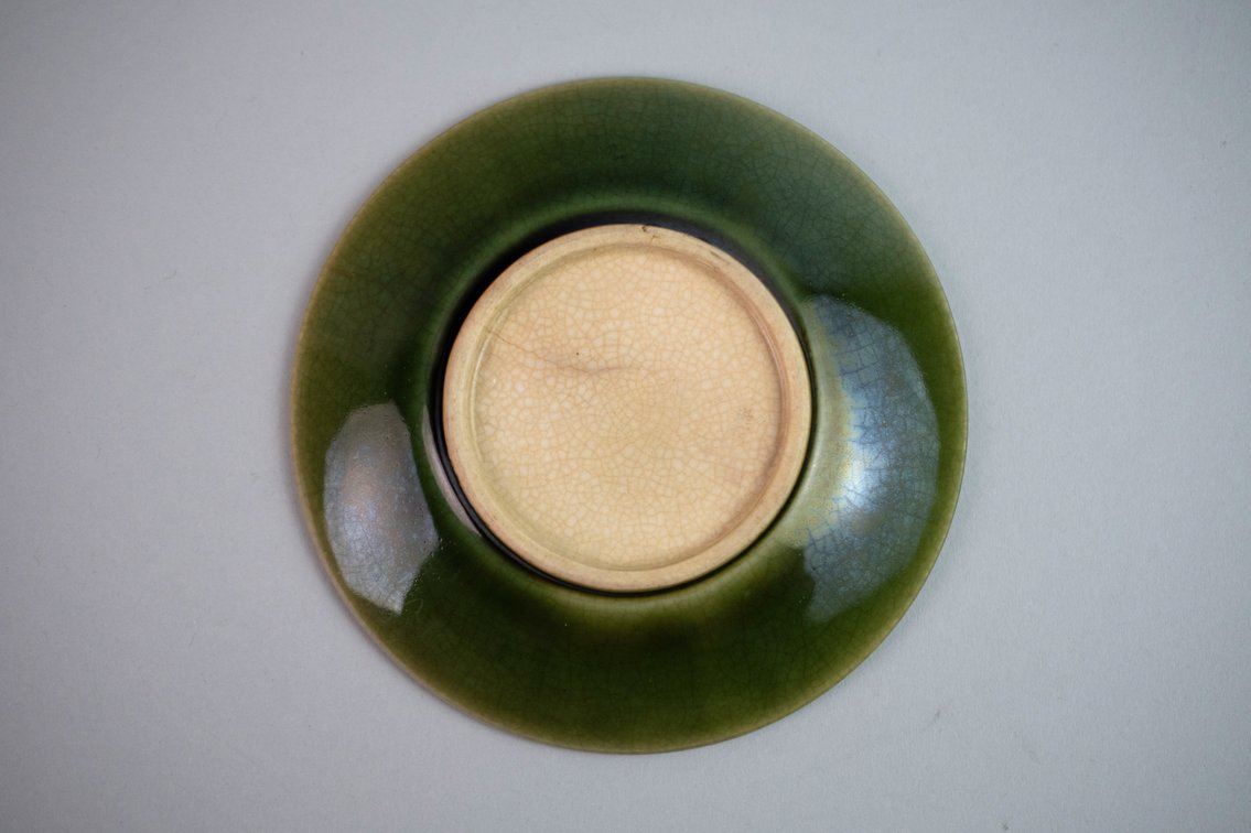 Japanese Minpei / Awaji Ware Style Green-Glazed Tea Saucers, photo 9 of 16