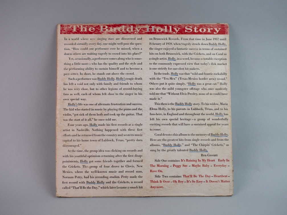 The Buddy Holly Story Coral Records Vinyl LP 1959, photo 8 of 15