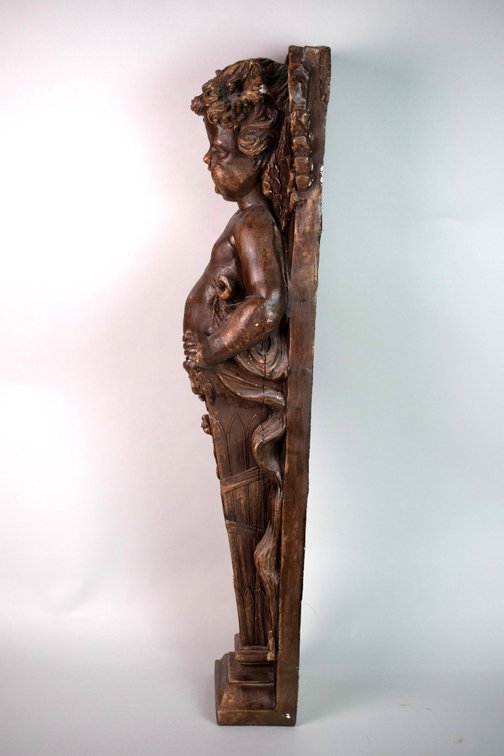 Baroque Style Winged Cherub Plaster Sculpture, photo 6 of 12