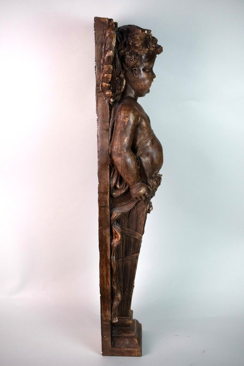 Baroque Style Winged Cherub Plaster Sculpture, photo 7 of 12