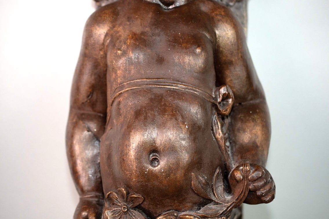 Baroque Style Winged Cherub Plaster Sculpture, photo 3 of 12