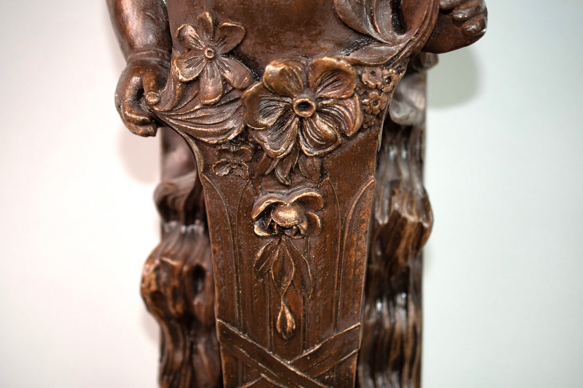 Baroque Style Winged Cherub Plaster Sculpture, photo 4 of 12