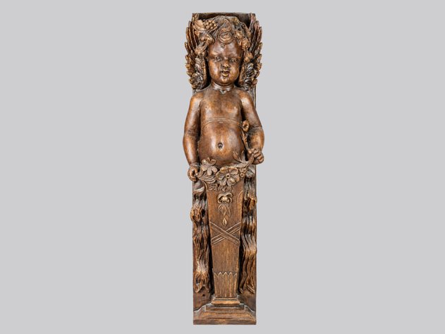 Baroque Style Winged Cherub Plaster Sculpture