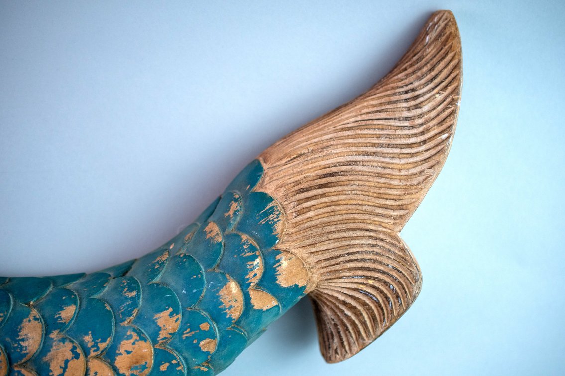 Hand Carved Wooden Mermaid Wall Sculpture, photo 5 of 10