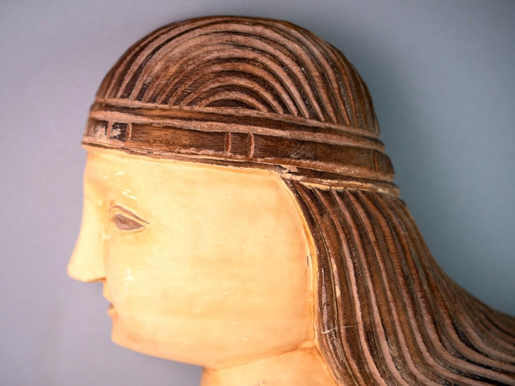 Hand Carved Wooden Mermaid Wall Sculpture, photo 2 of 10