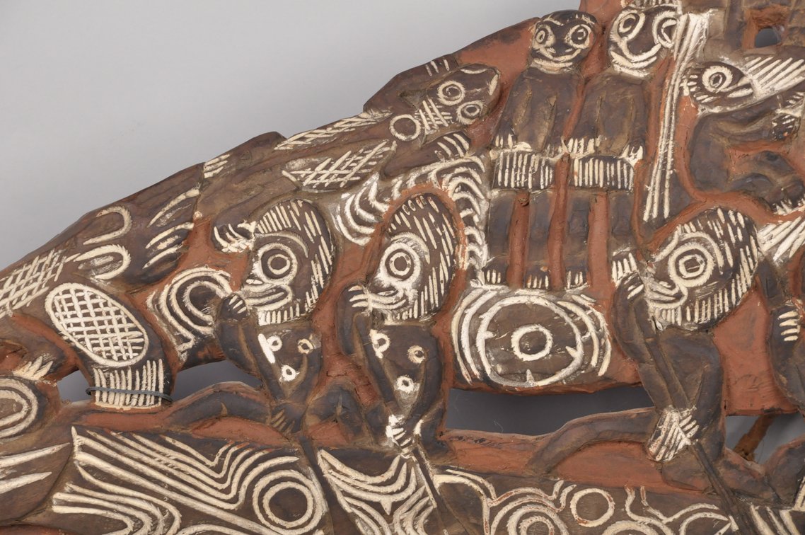 Papua New Guinea Hand Carved and Painted Story Board, photo 4 of 8