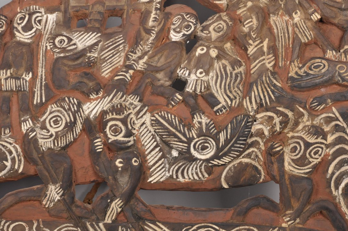 Papua New Guinea Hand Carved and Painted Story Board, photo 5 of 8
