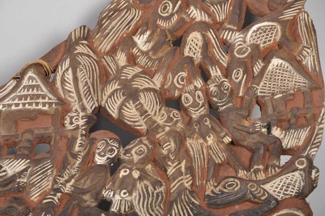 Papua New Guinea Hand Carved and Painted Story Board, photo 6 of 8