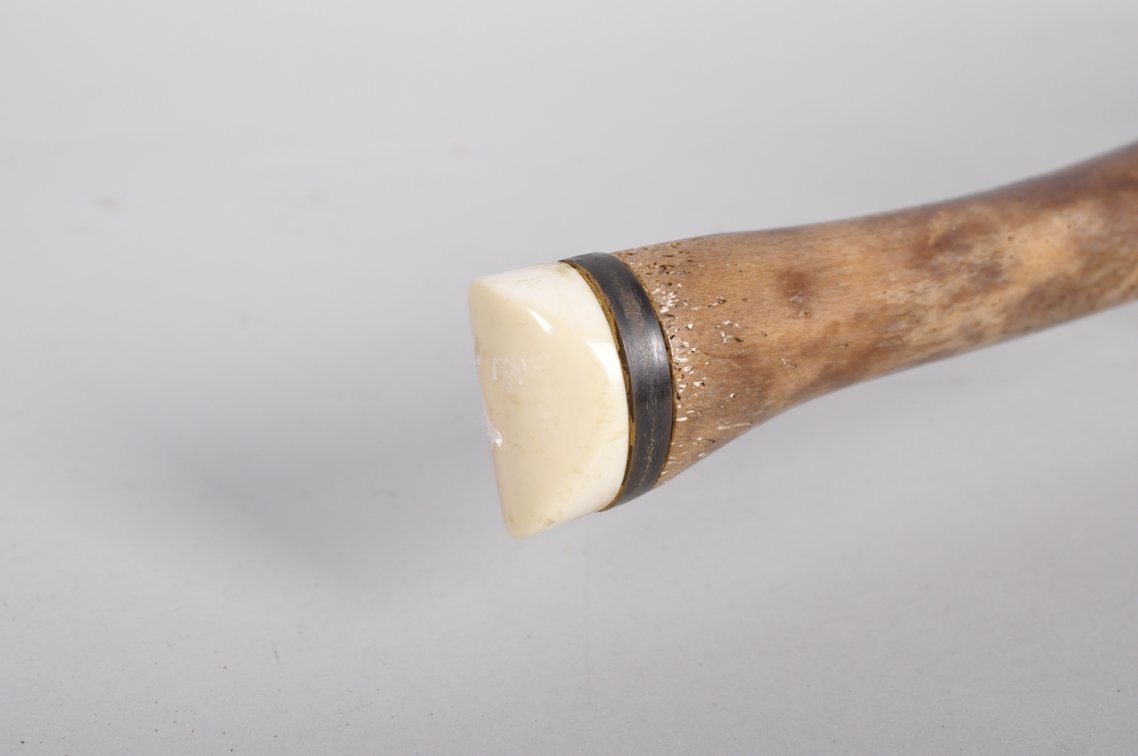 Inuit Walrus Bone Oosik Club with a Bear Figure, photo 13 of 24