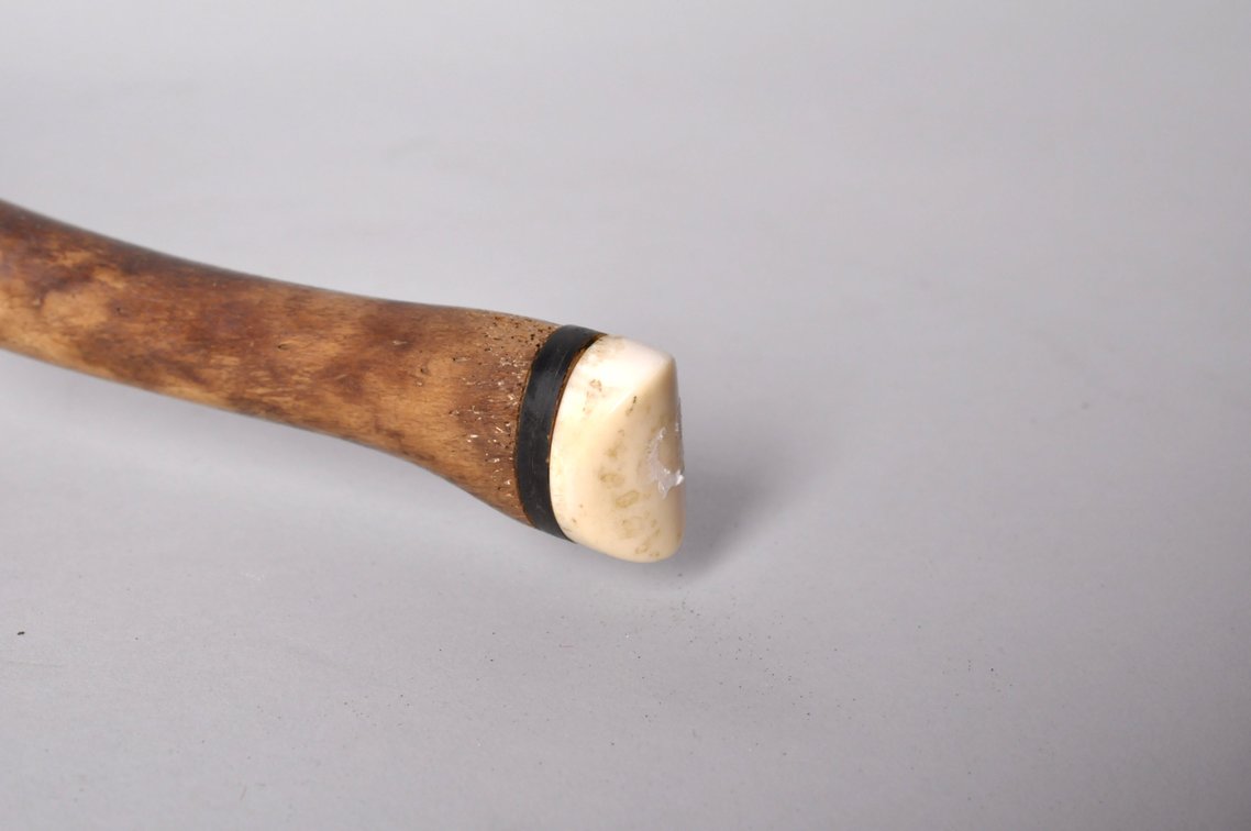 Inuit Walrus Bone Oosik Club with a Bear Figure, photo 20 of 24
