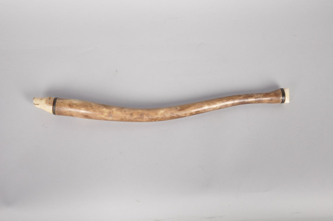 Inuit Walrus Bone Oosik Club with a Bear Figure, photo 4 of 24