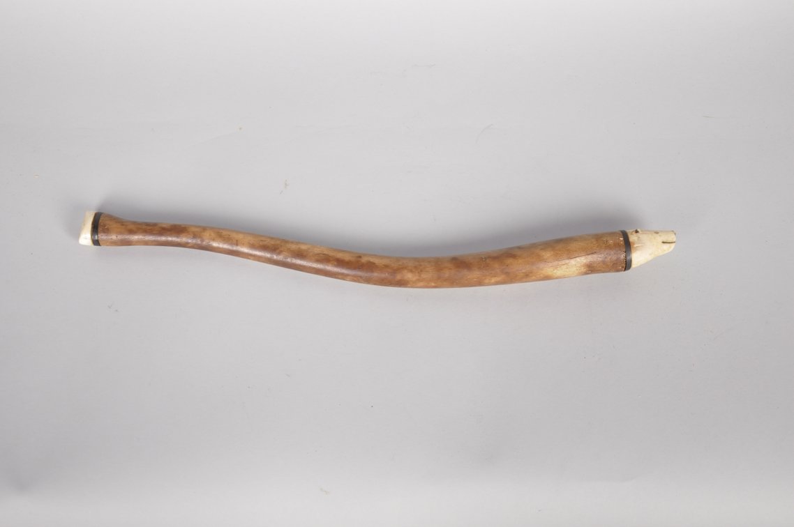 Inuit Walrus Bone Oosik Club with a Bear Figure, photo 3 of 24