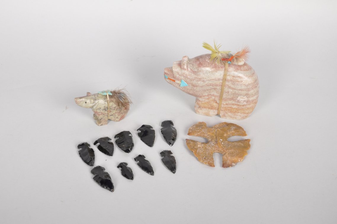 Native American Arrowheads and Zuni Carved Bears, photo 2 of 12
