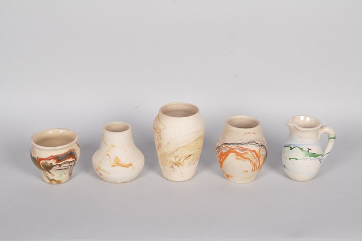 Five Nemadji Pottery Vases