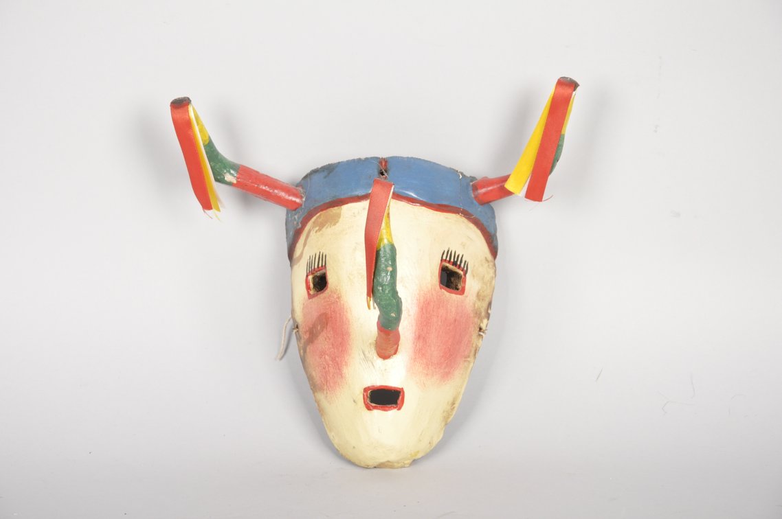 Mexican Festival Mask with Horns and Ribbons, photo 3 of 6