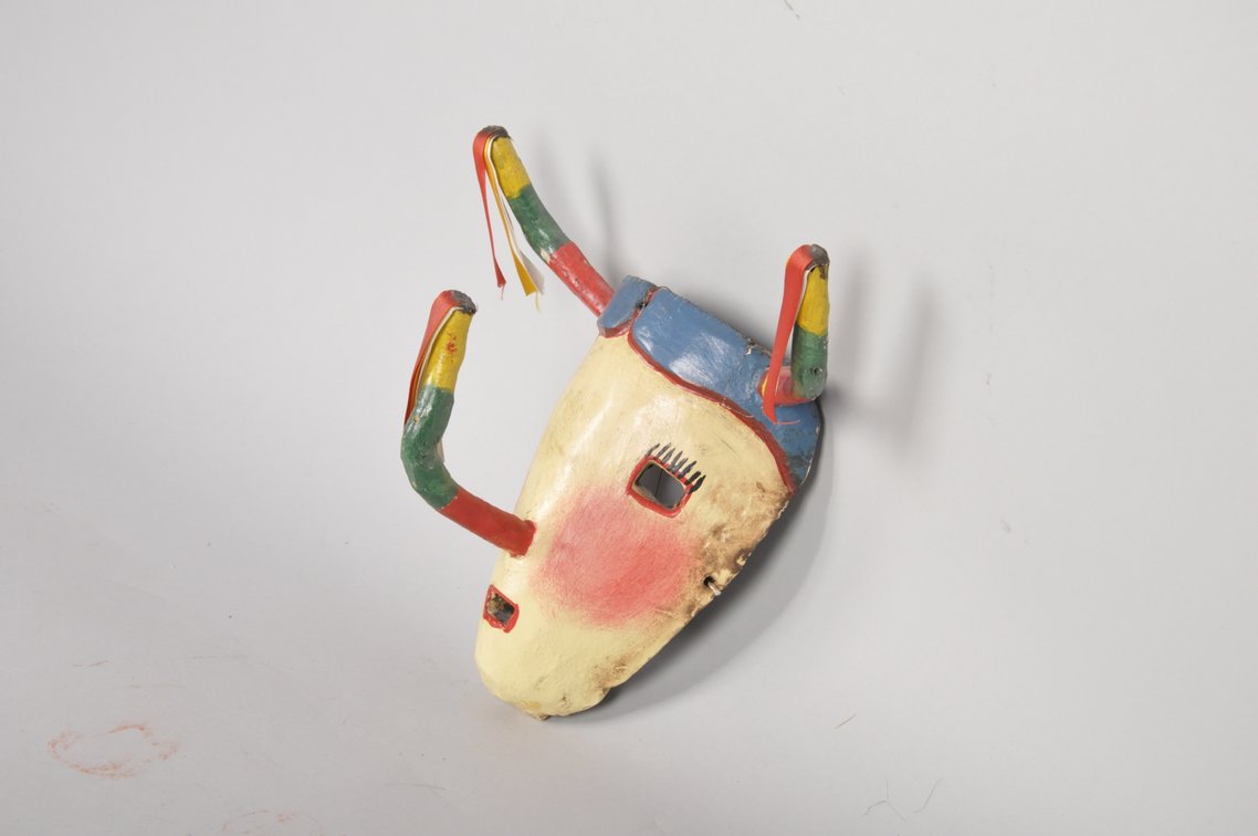 Mexican Festival Mask with Horns and Ribbons, photo 2 of 6