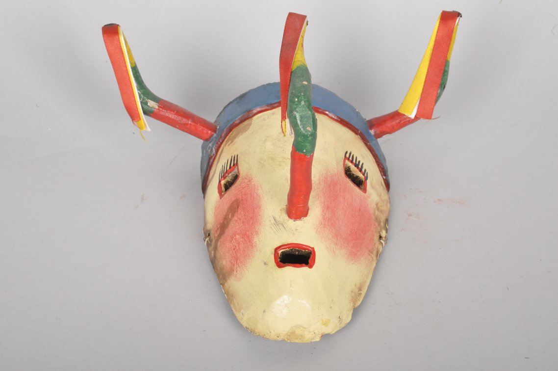 Mexican Festival Mask with Horns and Ribbons, photo 4 of 6