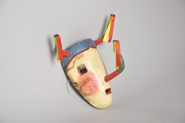 Mexican Festival Mask with Horns and Ribbons