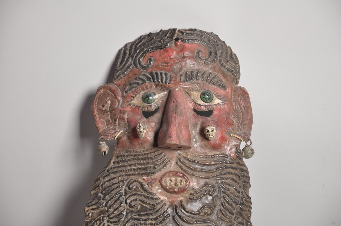 Barbones Metal Ceremonial Painted Dance Mask, photo 2 of 6