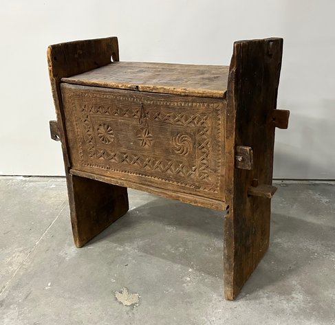 Middle Eastern Carved Wooden Chest