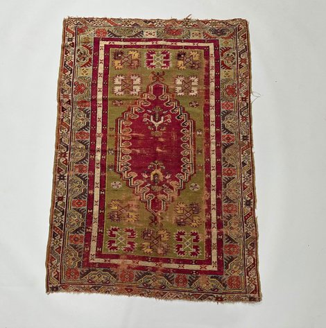 Anatolian Melas Wool Turkish Rug, 19th Century