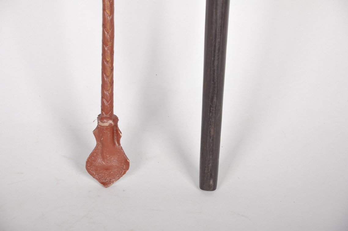 African Carved Wooden Figural Staffs and Whip, photo 6 of 8