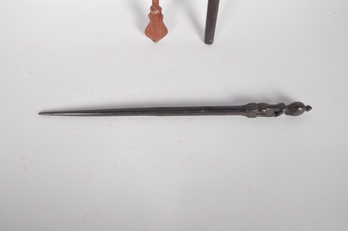 African Carved Wooden Figural Staffs and Whip, photo 7 of 8