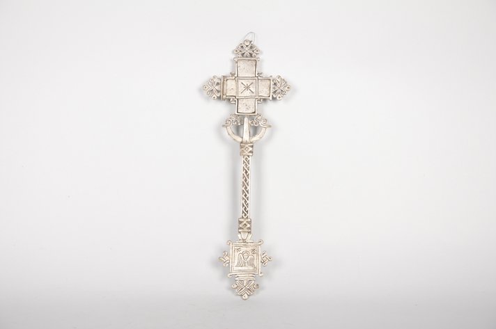 Ethiopian Coptic Christian Metal Cross with Icon Painting