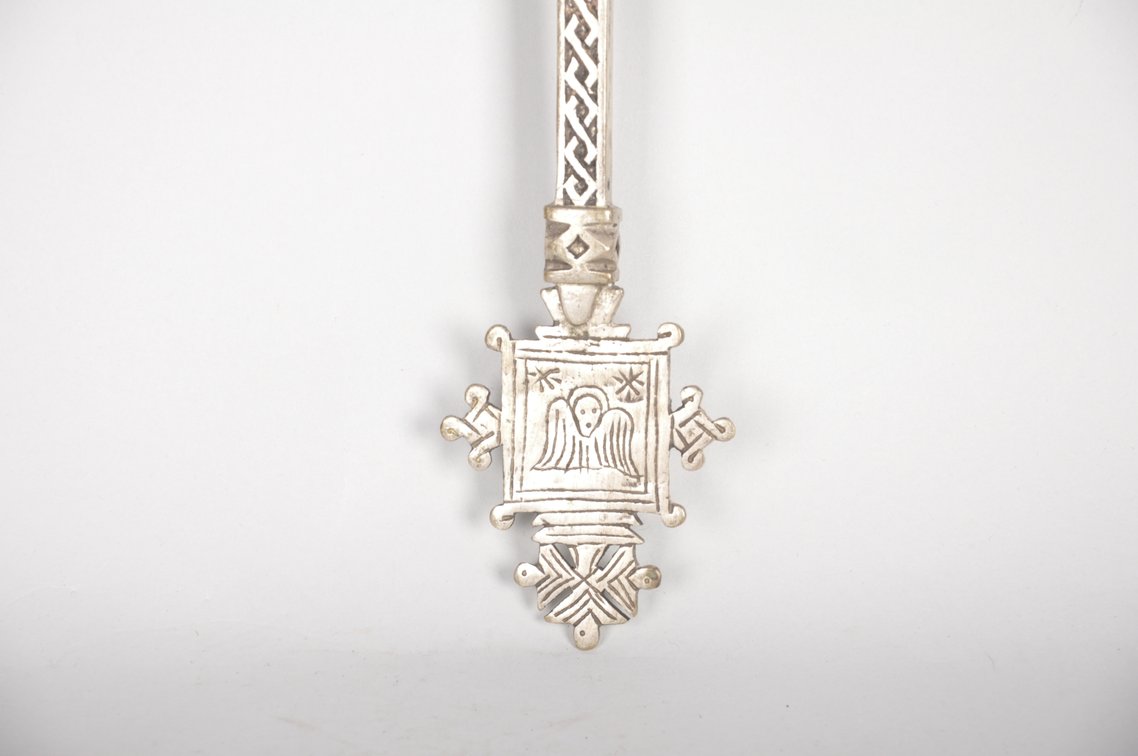 Ethiopian Coptic Christian Metal Cross with Icon Painting, photo 4 of 8