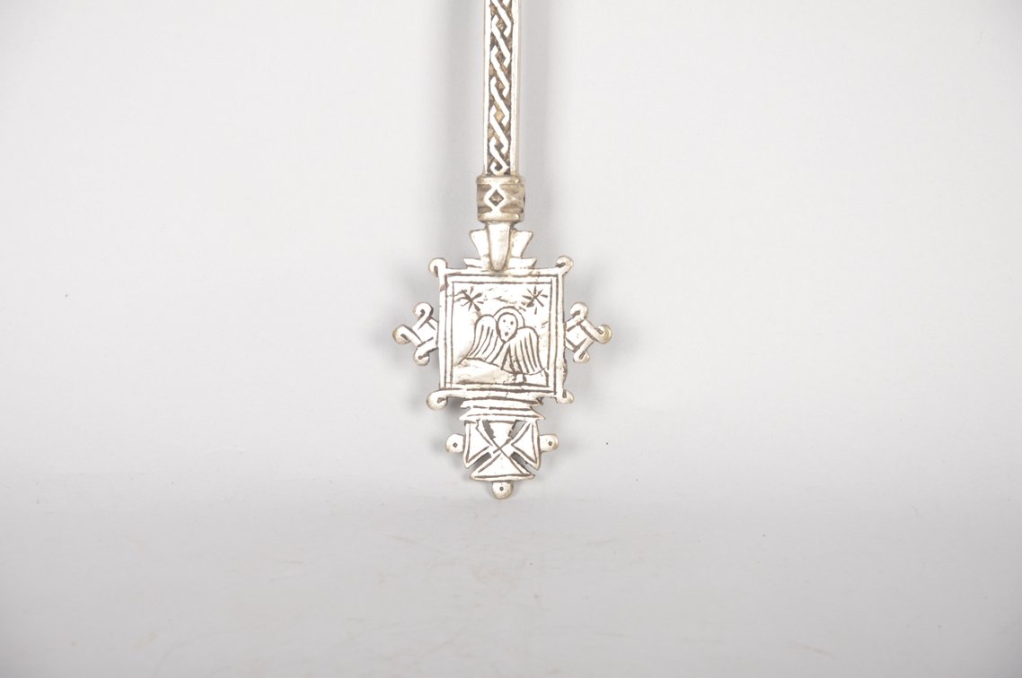 Ethiopian Coptic Christian Metal Cross with Icon Painting, photo 5 of 7