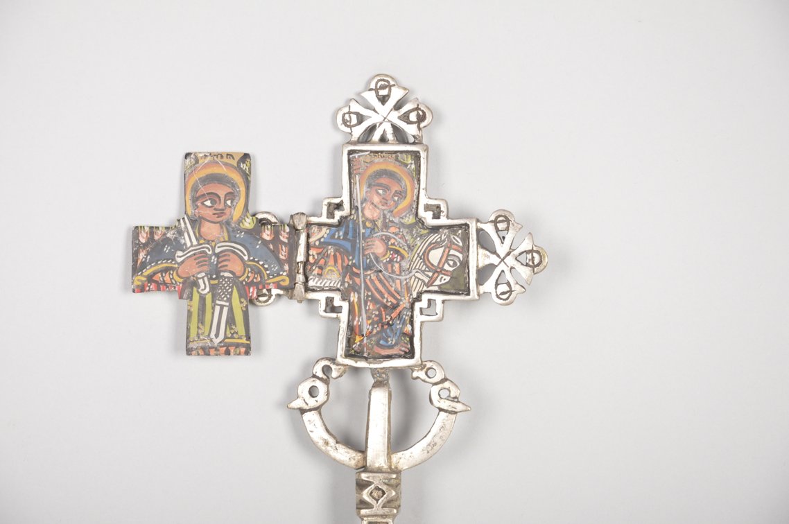Ethiopian Coptic Christian Metal Cross with Icon Painting, photo 6 of 7